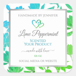 Etiquetas de embalagem de produtos com cores verde