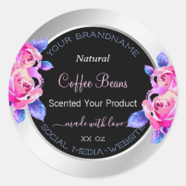 Etiquetas de embalagem de produtos de prata roxa,