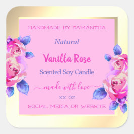 Etiquetas de embalagem de produtos Douradas e rosa