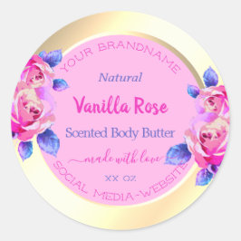 Etiquetas de embalagem de produtos Douradas e rosa