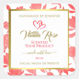 Etiquetas de embalagem de produtos Dourados e rosa