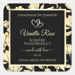 Etiquetas de embalagem do produto Floral preto e a