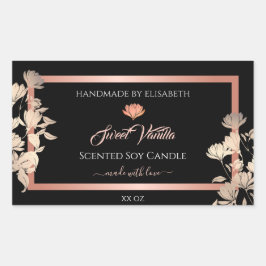 Etiquetas de embalagem do produto Floral preto Ros
