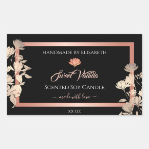 Etiquetas de embalagem do produto Floral preto Ros