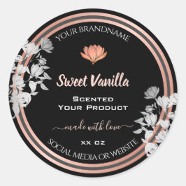 Etiquetas de embalagem do produto Floral preto Ros