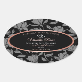 Etiquetas de embalagem do produto Floral preto Ros