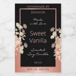 Etiquetas de embalagem do produto Floral preto Ros