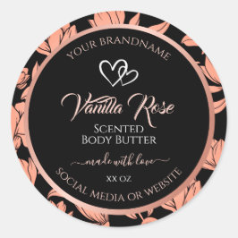 Etiquetas de embalagem do produto Floral preto Ros