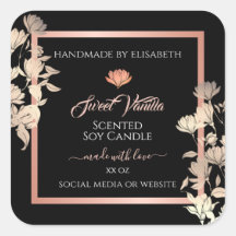 Etiquetas de embalagem do produto Floral preto Ros