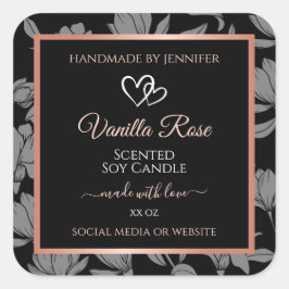 Etiquetas de embalagem do produto Floral preto Ros