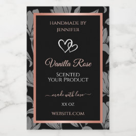 Etiquetas de embalagem do produto Floral preto Ros