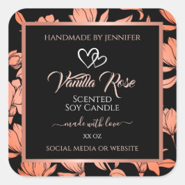 Etiquetas de embalagem do produto Floral preto Ros