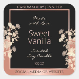 Etiquetas de embalagem do produto Floral preto Ros