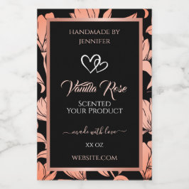 Etiquetas de embalagem do produto Floral preto Ros