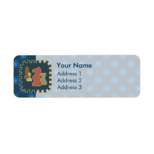 Etiquetas de endereço azuis das partes de xadrez