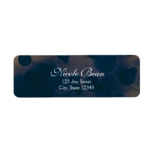 Etiquetas de Endereço Bokeh Glam Azul e Luzes Dour