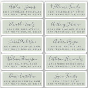 Etiquetas de Endereço Convidado para Caligrafia P