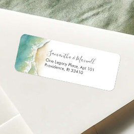 Etiquetas de Endereço Costeiras Aquarela Praia Tro