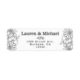 Etiquetas de Endereço de Borda Floral Desenhada à 