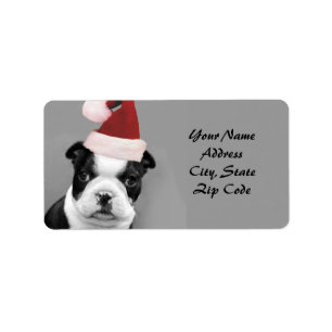 Etiquetas de endereço de Boston Terrier do Natal