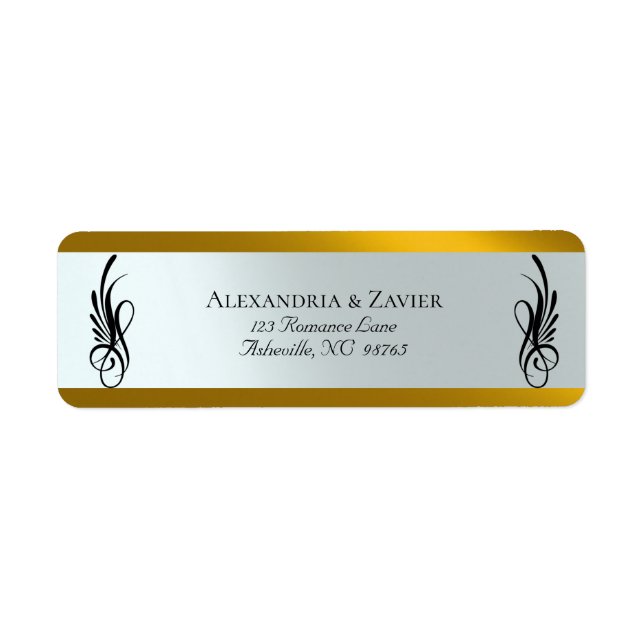 Etiquetas de Endereço de Caligrafia - Dourado (Frente)