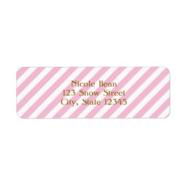 Etiquetas de Endereço de Cartão Listradas de Rosa 