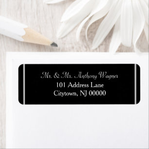 Etiquetas de Endereço de Casamento Branco Preto