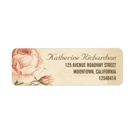 etiquetas de endereço de casamento de rosas rosa-v