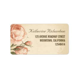 etiquetas de endereço de casamento de rosas rosa-v