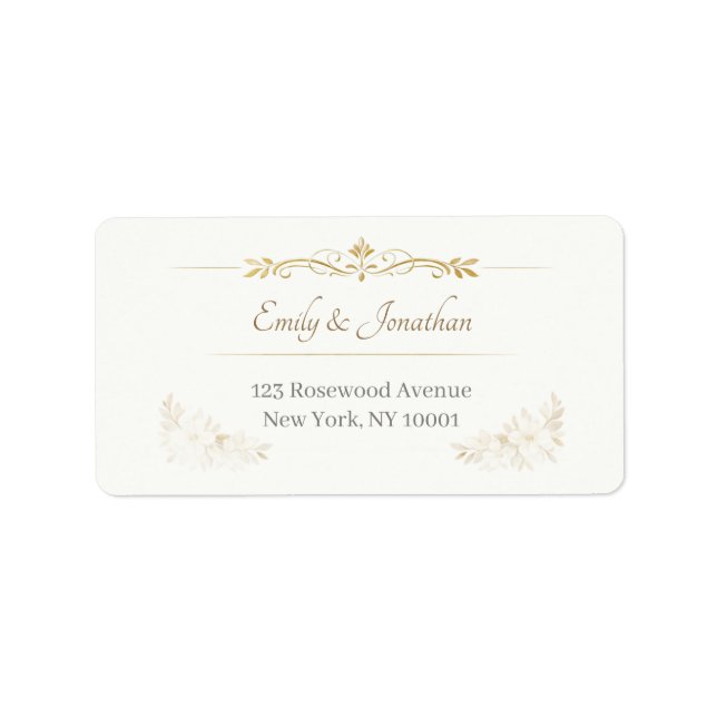Etiquetas de Endereço de Casamento Elegantes (Frente)