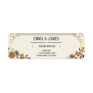 Etiquetas de Endereço de Casamento Florais Vintage