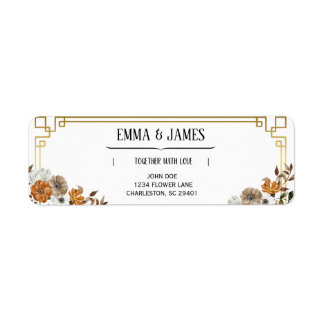 Etiquetas de Endereço de Casamento Florais Vintage