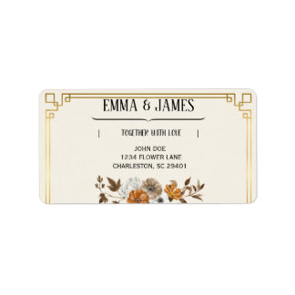 Etiquetas de Endereço de Casamento Florais Vintage