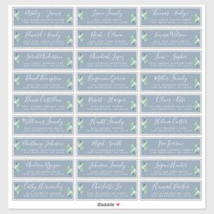 Etiquetas de Endereço de Convidado Azul Foliage