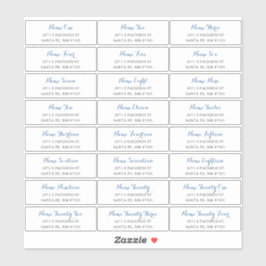 Etiquetas de Endereço de Convidado com Script Azul