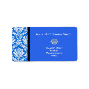 Etiquetas de Endereço de Damasco Azul Personalizáv
