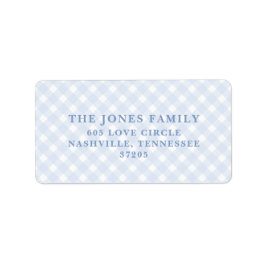 Etiquetas de endereço de devolução de gingham azul
