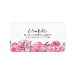 Etiquetas de Endereço de Devolução Floral Rosa Ros