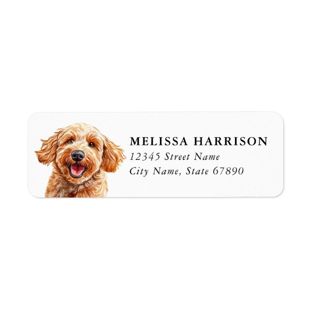 Etiquetas de Endereço de Devolução Goldendoodle (Frente)