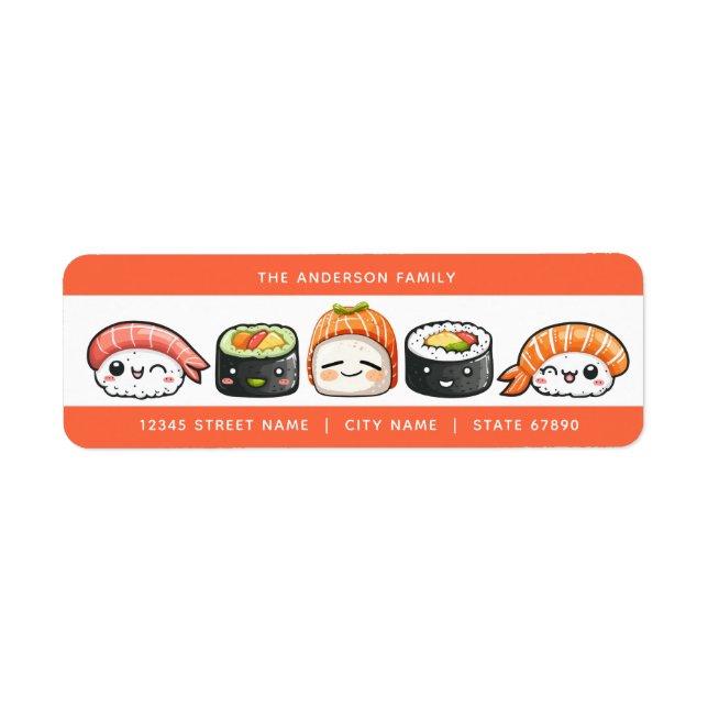 Etiquetas de Endereço de Devolução Sushi (Frente)
