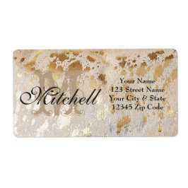 Etiquetas de endereço de envio de cowhide Dourado