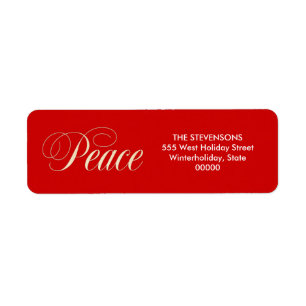 Etiquetas de Endereço de Feriado de Paz Vermelho