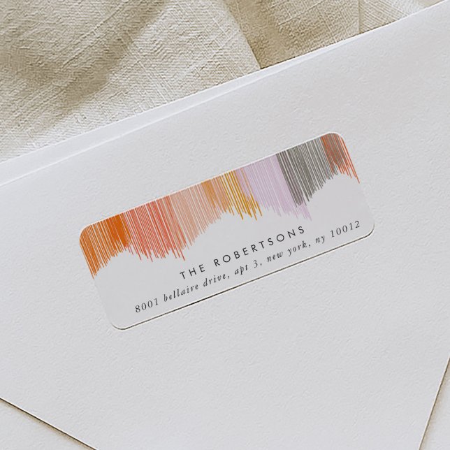 Etiquetas de Endereço de Fringe Moderno (Pink modern fringe return address labels.)