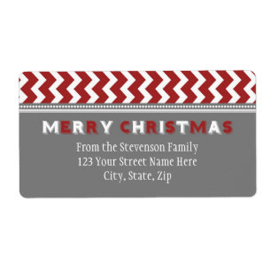 Etiquetas de Endereço de Natal da Cinza Vermelha
