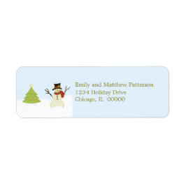 Etiquetas de endereço de Natal de Snowman e Árvore