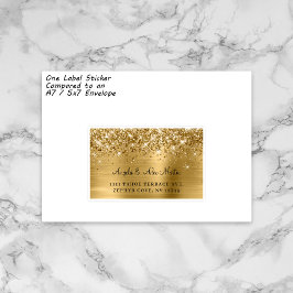 Etiquetas de Endereço de Noiva com Glitter Dourado