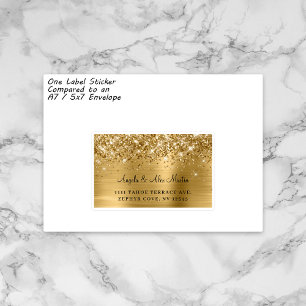 Etiquetas de Endereço de Noiva com Glitter Dourado