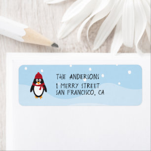 Etiquetas de endereço de pinguim para o Natal de 