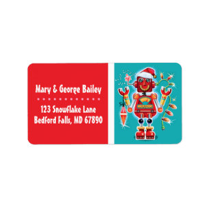 Etiquetas de endereço de placa de natal de robô re