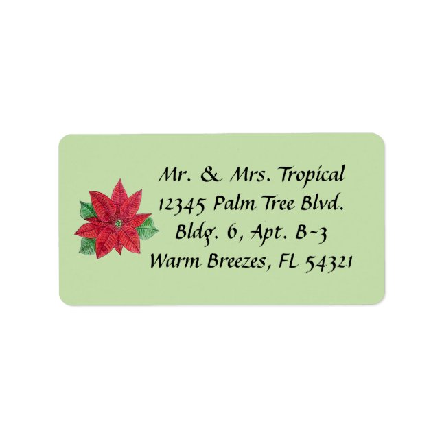 Etiquetas de Endereço de Poinsettia Personalizávei (Frente)
